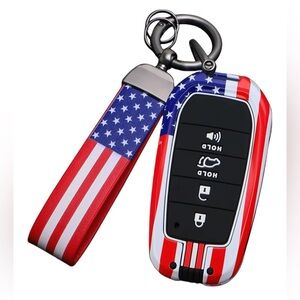 American USA Flag Toyota Key Fob Cover & Keychain Set